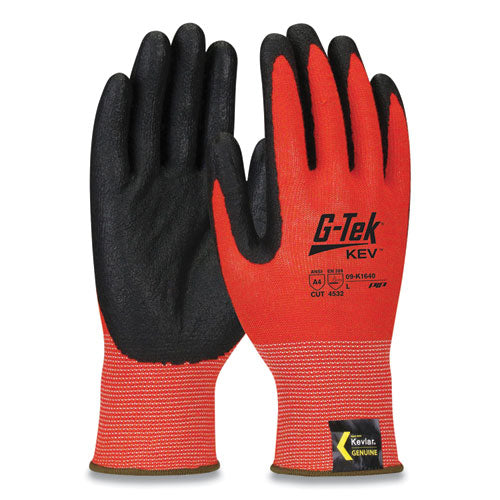 G-Tek® Kev Hi-vis Seamless Knit Kevlar Gloves, Medium, Red-black freeshipping - TVN Wholesale