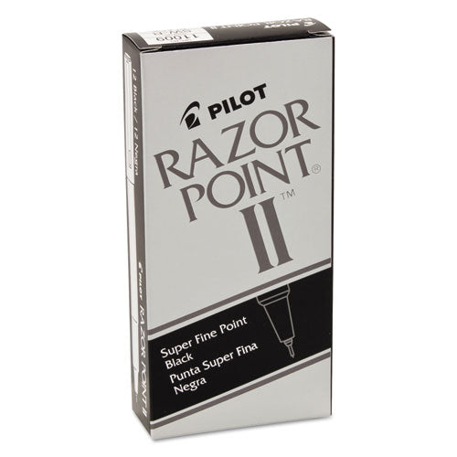 Pilot® Razor Point Ii Super Fine Line Porous Point Pen, Stick, Extra-fine 0.2 Mm, Black Ink, Black Barrel, Dozen freeshipping - TVN Wholesale