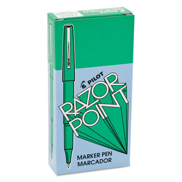 Pilot® Razor Point Fine Line Porous Point Pen, Stick, Extra-fine 0.3 Mm, Green Ink, Green Barrel, Dozen freeshipping - TVN Wholesale