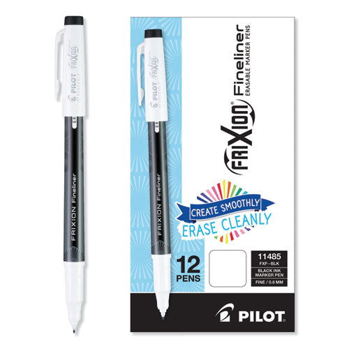 Pilot® Frixion Fineliner Erasable Porous Point Pen, Stick, Fine 0.6 Mm, Black Ink, Black Barrel, Dozen freeshipping - TVN Wholesale