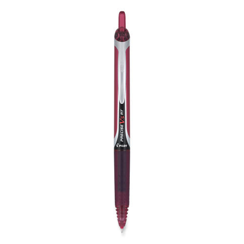 Pilot® Precise V5rt Roller Ball Pen, Retractable, Extra-fine 0.5 Mm, Burgundy Ink, Burgundy-silver Barrel, Dozen freeshipping - TVN Wholesale
