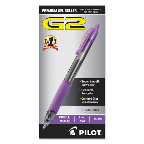 Pilot® G2 Premium Gel Pen, Retractable, Fine 0.7 Mm, Purple Ink, Smoke Barrel, Dozen freeshipping - TVN Wholesale
