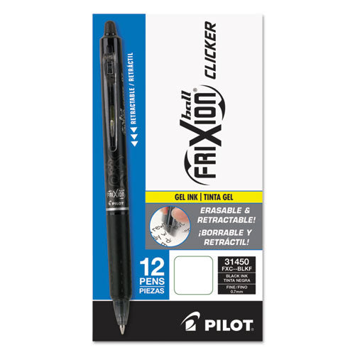 Pilot® Frixion Clicker Erasable Gel Pen, Retractable, Fine 0.7 Mm, Black Ink, Black Barrel freeshipping - TVN Wholesale