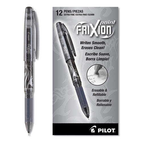 Pilot® Frixion Point Erasable Gel Pen, Stick, Extra-fine 0.5 Mm, Black Ink, Black Barrel freeshipping - TVN Wholesale