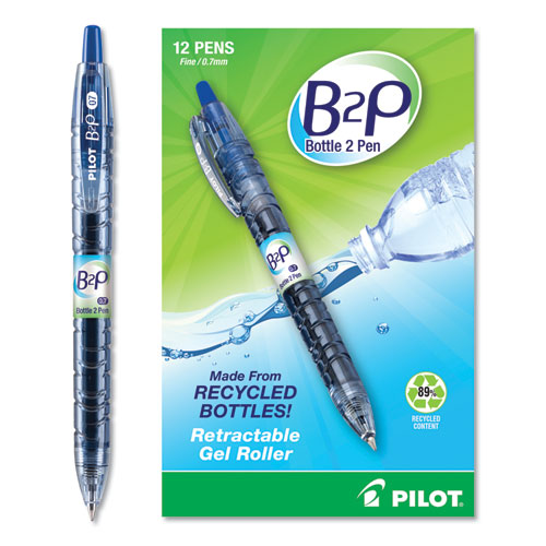 Pilot® B2p Bottle-2-pen Recycled Gel Pen, Retractable, Fine 0.7 Mm, Blue Ink, Translucent Blue Barrel freeshipping - TVN Wholesale