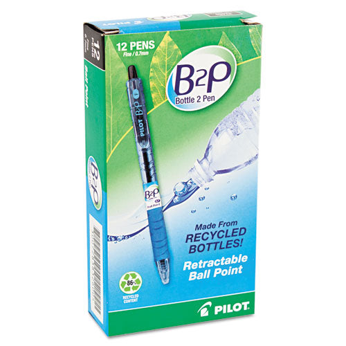 Pilot® B2p Bottle-2-pen Recycled Ballpoint Pen, Retractable, Fine 0.7 Mm, Black Ink, Translucent Blue Barrel, Dozen freeshipping - TVN Wholesale