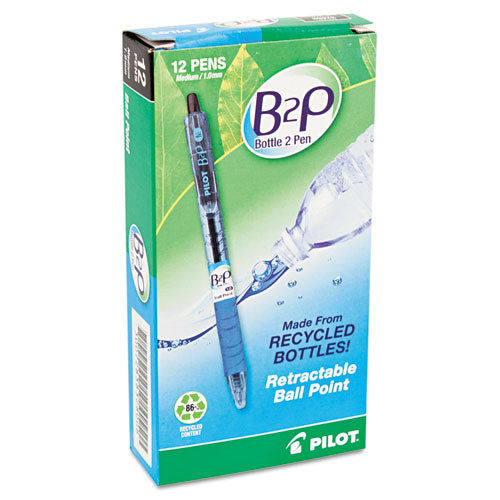 Pilot® B2p Bottle-2-pen Recycled Ballpoint Pen, Retractable, Medium 1 Mm, Black Ink, Translucent Blue Barrel, Dozen freeshipping - TVN Wholesale
