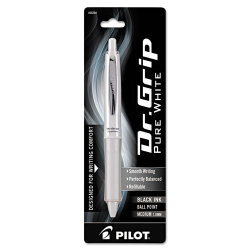 Pilot® Dr. Grip Purewhite Advanced Ink Ballpoint Pen, Retractable, Medium 1 Mm, Black Ink, White-crystal Barrel freeshipping - TVN Wholesale