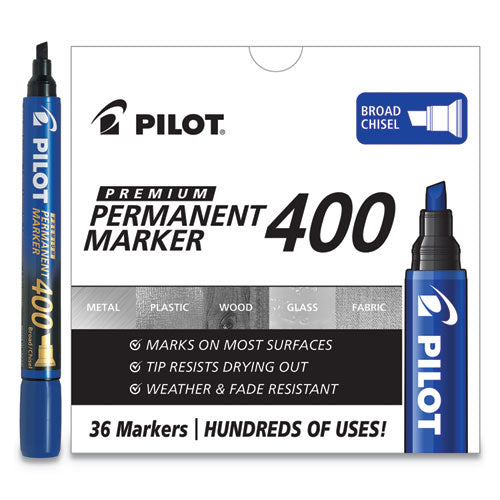 Pilot® Premium 400 Permanent Marker, Broad Chisel Tip, Blue, 36-pack freeshipping - TVN Wholesale