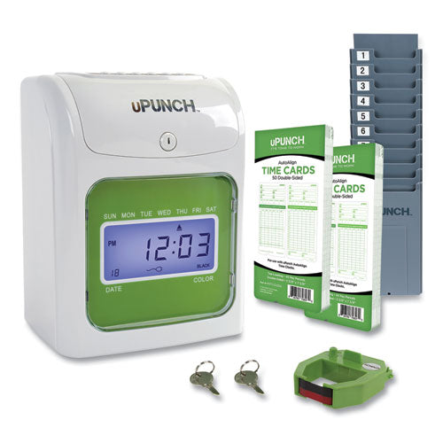 uPunch™ Hn1500 Electronic Non-calculating Time Clock Bundle, Lcd Display, Beige-green freeshipping - TVN Wholesale