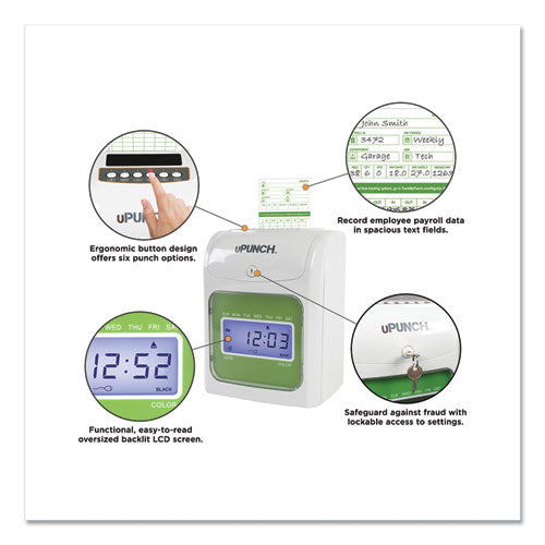 uPunch™ Hn1500 Electronic Non-calculating Time Clock Bundle, Lcd Display, Beige-green freeshipping - TVN Wholesale
