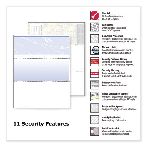 DocuGard™ Security Business Checks, 11 Features, 8.5 X 11, Blue Marble Top, 500-ream freeshipping - TVN Wholesale