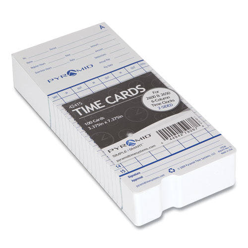 Pyramid Technologies Time Clock Cards For Pyramid Technologies 2000-6000, Two Sides, 3.38 X 7.44, 100-pack freeshipping - TVN Wholesale
