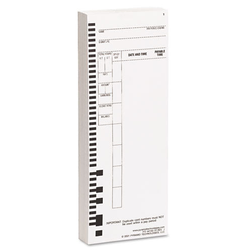 Pyramid Technologies Time Clock Cards For Pyramid Technologies 4000, One Side, 3.5 X 8.5, 100-pack freeshipping - TVN Wholesale