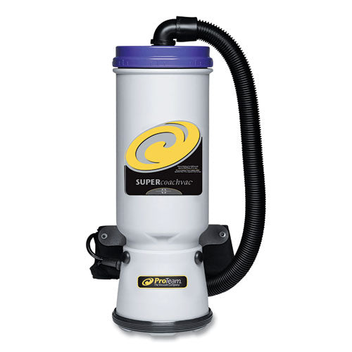 ProTeam® Super Coachvac Backpack Vacuum With Xover Fixed-length Two-piece Wand, 10 Qt Tank Capacity, Gray-purple freeshipping - TVN Wholesale