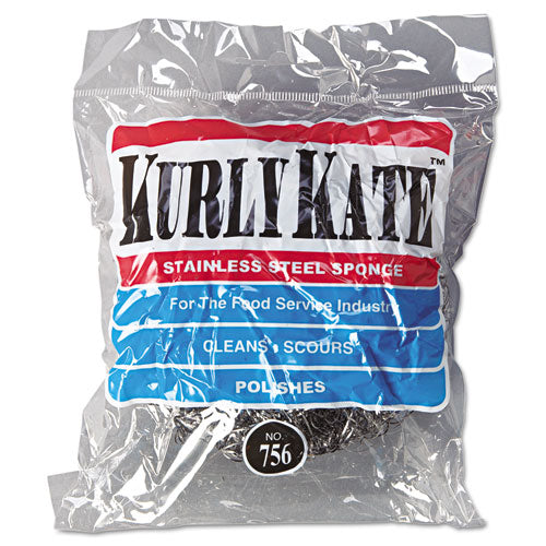 Kurly Kate® Stainless Steel Scrubbers, Large, 4 X 4, Steel Gray, 12 Scrubbers-pack, 6 Packs-carton freeshipping - TVN Wholesale