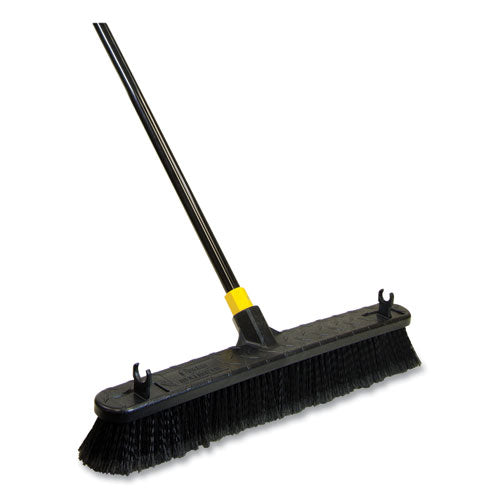 Quickie® Bulldozer Smooth Surface Pushbroom, Split-tip Horse-hair Bristles, 24 X 60, Steel Handle, Black-yellow freeshipping - TVN Wholesale