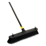 Quickie® Bulldozer Smooth Surface Pushbroom, Split-tip Horse-hair Bristles, 24 X 60, Steel Handle, Black-yellow freeshipping - TVN Wholesale