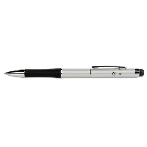 Quartet® 4-in-1 Laser Pointer With Stylus, Pen, Led Light, Class 2, Projects 984 Ft, Silver freeshipping - TVN Wholesale