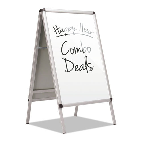 Quartet® Improv A-frame Sign With Total Erase Surface, Aluminum, 28 1-2w X 42h, Silver freeshipping - TVN Wholesale