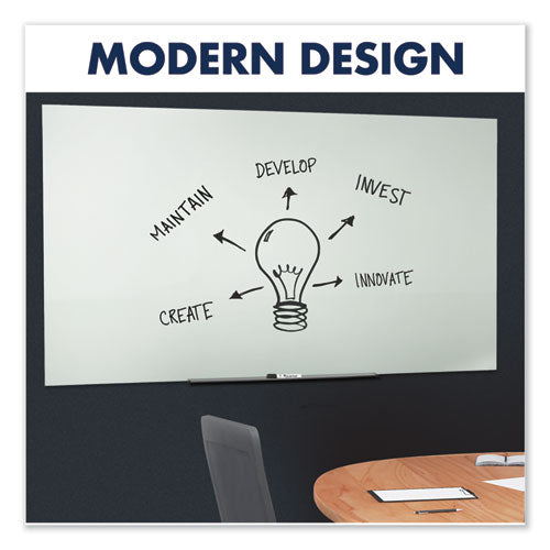 Quartet® Invisamount Magnetic Glass Marker Board, Frameless, 85" X 48", White Surface freeshipping - TVN Wholesale