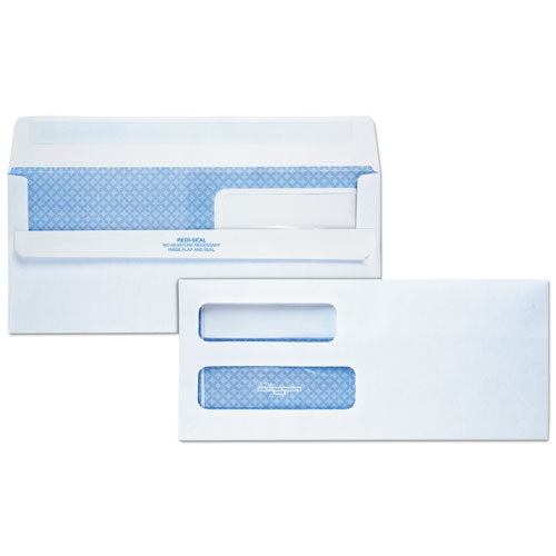 Quality Park™ Double Window Redi-seal Security-tinted Envelope, #10, Commercial Flap, Redi-seal Closure, 4.13 X 9.5, White, 500-box freeshipping - TVN Wholesale