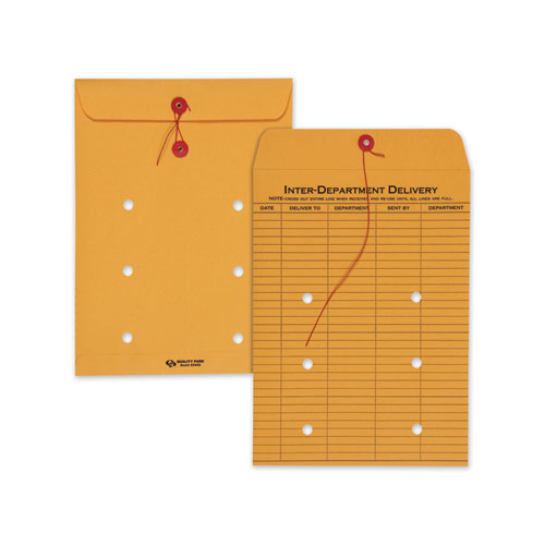 Quality Park™ Brown Kraft String And Button Interoffice Envelope, #90, One-sided Five-column Format, 9 X 12, Brown Kraft, 100-carton freeshipping - TVN Wholesale