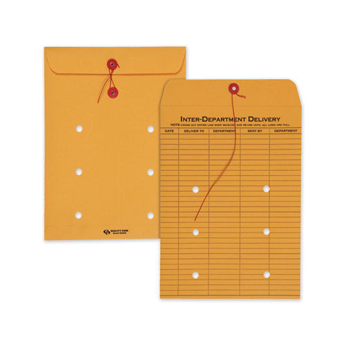 Quality Park™ Brown Kraft String And Button Interoffice Envelope, #97, Two-sided Five-column Format, 10 X 13, Brown Kraft, 100-carton freeshipping - TVN Wholesale