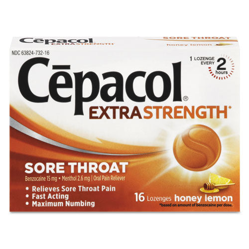 Cepacol® Extra Strength Sore Throat Lozenges, Honey Lemon, 16 Lozenges-box, 24 Box-carton freeshipping - TVN Wholesale