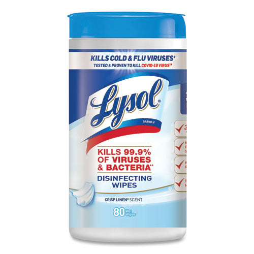 LYSOL® Brand Disinfecting Wipes, 7 X 7.25, Crisp Linen, 80 Wipes-canister, 6 Canisters-carton freeshipping - TVN Wholesale