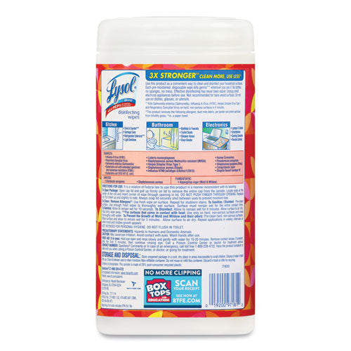 LYSOL® Brand Disinfecting Wipes, 7 X 7.25, Mango And Hibiscus, 80 Wipes-canister freeshipping - TVN Wholesale