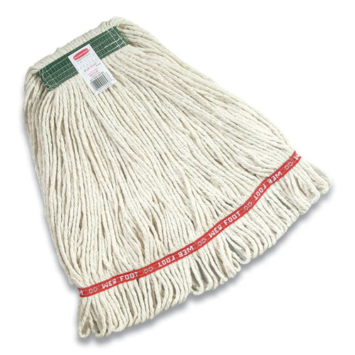 Rubbermaid® Commercial Super Stitch Cotton Looped End Wet Mop Head, 20 Oz Capacity, Medium, White, 1" White Headband freeshipping - TVN Wholesale