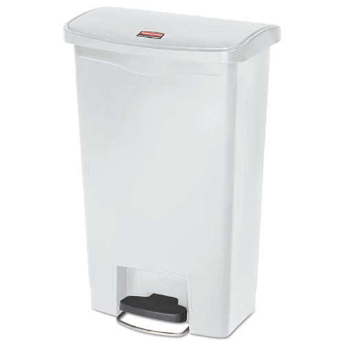 Rubbermaid® Commercial Slim Jim Resin Step-on Container, Front Step Style, 13 Gal, White freeshipping - TVN Wholesale