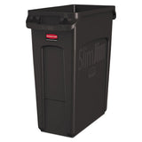 Rubbermaid® Commercial Slim Jim With Venting Channels, Rectangular, 16 Gal, Plastic, Black freeshipping - TVN Wholesale