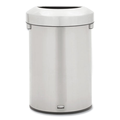 Rubbermaid® Commercial Refine Series Waste Receptacle, Half-round, 16 Gal, Stainless Steel, Silver freeshipping - TVN Wholesale