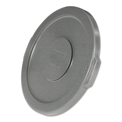 Rubbermaid® Commercial Round Flat Top Lid, For 10 Gal Round Brute Containers, 16" Diameter, Gray freeshipping - TVN Wholesale