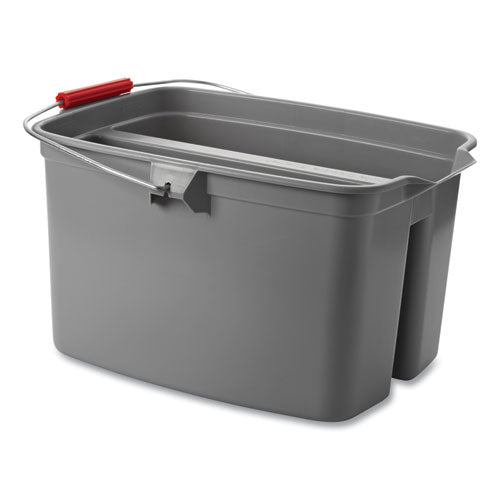 Rubbermaid® Commercial 19 Quart Double Utility Pail, 18 X 14 1-2 X 10, Gray Plastic freeshipping - TVN Wholesale