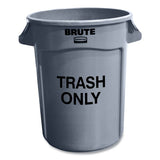 Rubbermaid® Commercial Round Brute Container With "trash Only" Imprint, Plastic, 32 Gal, Gray freeshipping - TVN Wholesale