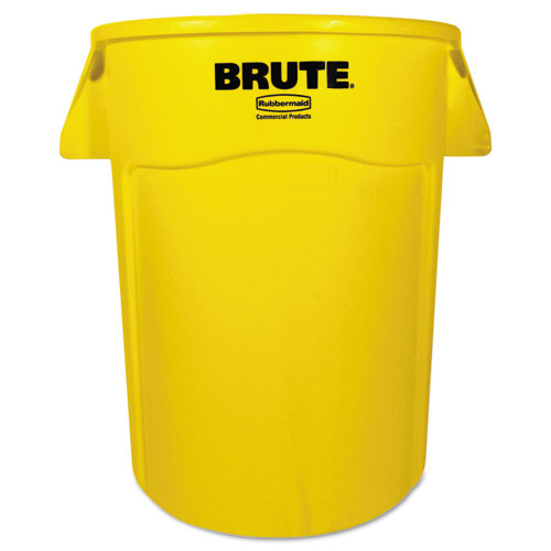 Rubbermaid® Commercial Brute Vented Trash Receptacle, Round, 44 Gal, Yellow freeshipping - TVN Wholesale