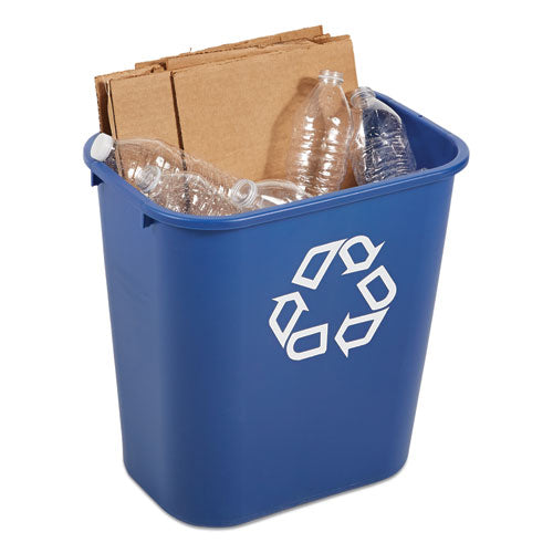 Rubbermaid® Commercial Medium Deskside Recycling Container, Rectangular, Plastic, 28.13 Qt, Blue freeshipping - TVN Wholesale