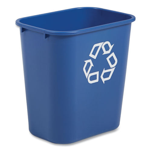 Rubbermaid® Commercial Medium Deskside Recycling Container, Rectangular, Plastic, 28.13 Qt, Blue freeshipping - TVN Wholesale
