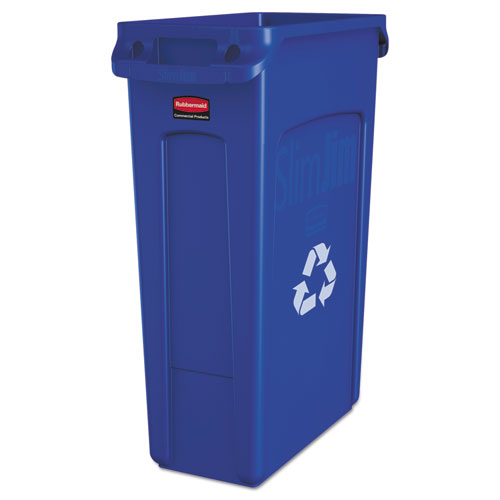 Rubbermaid® Commercial Slim Jim Recycling Container With Venting Channels, Plastic, 23 Gal, Blue freeshipping - TVN Wholesale