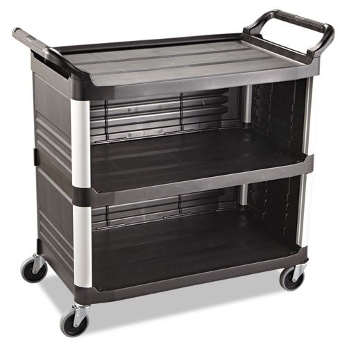 Rubbermaid® Commercial Xtra Utility Cart, 300-lb Capacity, Three-shelf, 20w X 40.63d X 37.8h, Black freeshipping - TVN Wholesale