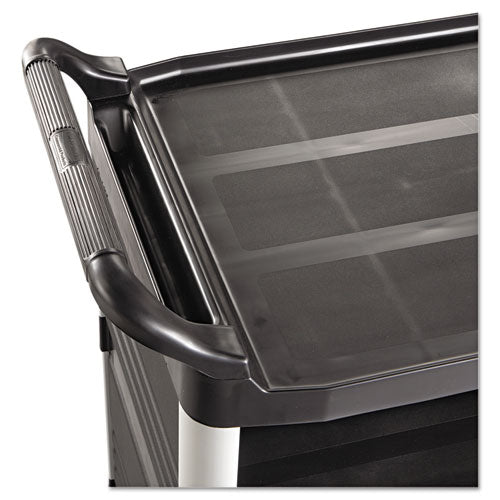 Rubbermaid® Commercial Xtra Utility Cart, 300-lb Capacity, Three-shelf, 20w X 40.63d X 37.8h, Black freeshipping - TVN Wholesale