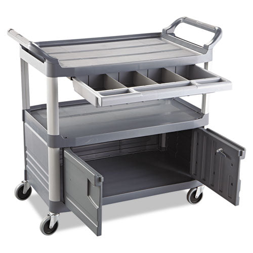 Rubbermaid® Commercial Xtra Instrument Cart, 300-lb Capacity, Three-shelf, 20w X 40.63d X 37.8h, Gray freeshipping - TVN Wholesale