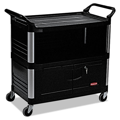 Rubbermaid® Commercial Xtra Equipment Cart, 300-lb Capacity, Three-shelf, 20.75w X 40.63d X 37.8h, Black freeshipping - TVN Wholesale