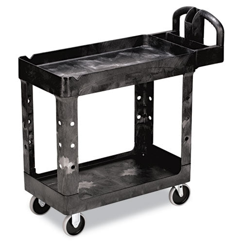 Rubbermaid® Commercial Heavy-duty Utility Cart, Two-shelf, 17.13w X 38.5d X 38.88h, Black freeshipping - TVN Wholesale