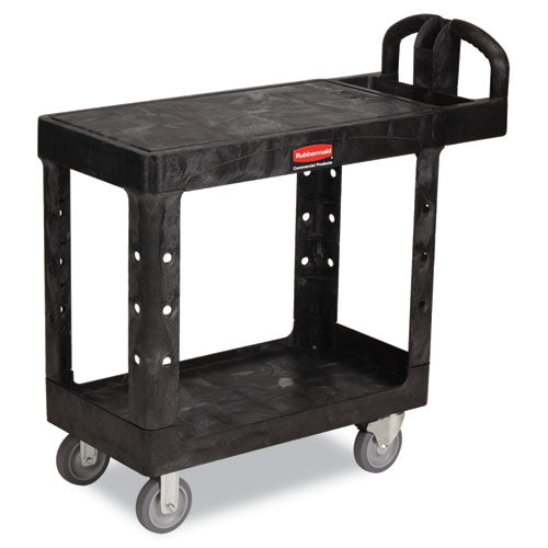 Rubbermaid® Commercial Flat Shelf Utility Cart, Two-shelf, 19.19w X 37.88d X 33.33h, Black freeshipping - TVN Wholesale
