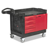 Rubbermaid® Commercial Trademaster Cart, 750-lb Capacity, One-shelf, 26.25w X 49d X 38h, Black freeshipping - TVN Wholesale