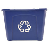 Rubbermaid® Commercial Stacking Recycle Bin, Rectangular, Polyethylene, 14 Gal, Blue freeshipping - TVN Wholesale